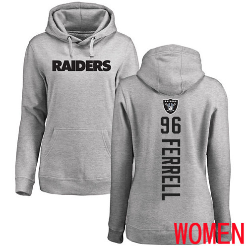Oakland Raiders Ash Women Clelin Ferrell Backer NFL Football #96 Pullover Hoodie Sweatshirts